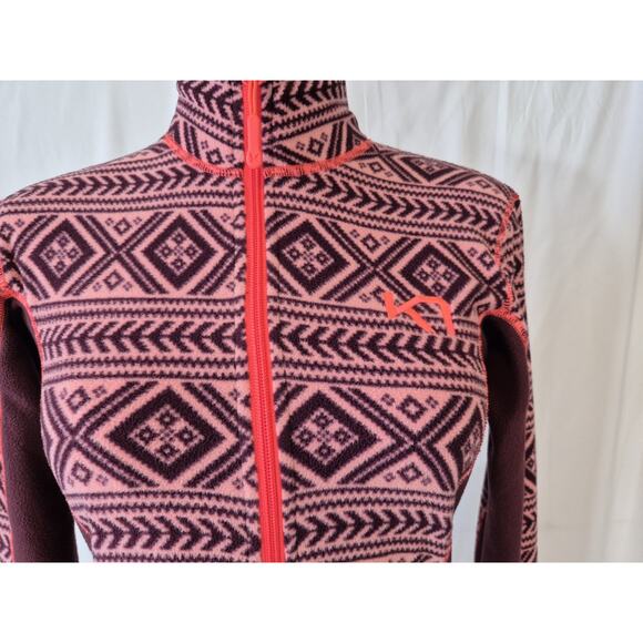 Kari Traa Womens Burgundy Pink Fair Isle Flette Fleece Jacket Small - Picture 3 of 8